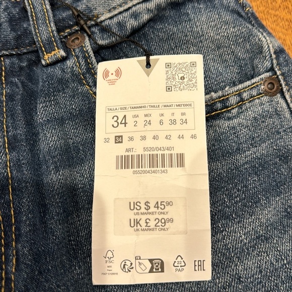NWT Zara Women’s Boot Cut Jeans Blue Size 2 - Picture 5 of 7